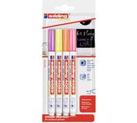 Edding 4085 4-4085-4-1NEON Marqueur craie framboise, jaune fluorescent, orange fluorescent, rose fluorescent 1 mm, 2 mm