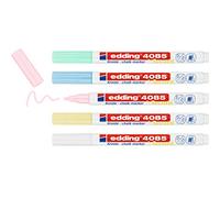 edding 4085 Marqueur craie liquide - jaune, vert, rose, bleu, blanc (pastel) - étui de 5 feutres - 1-2 mm - feutre craie effacable pour écrire sur les vitres -feutre craie ardoise aux couleurs opaques