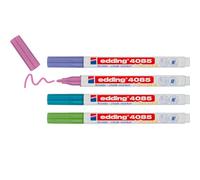 edding Marqueur craie 4085 – 4 pcs multicolore métallisé (bleu, vert, rose, violet) – 1 mm, 2 mm