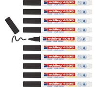 edding 4085 Marqueur craie liquide - noir - 10 feutres craie liquide - pointe ronde 1-2 mm - feutre craie effacable pour écrire sur les vitres,le verre - feutre craie ardoise aux couleurs opaques