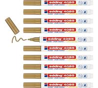 edding 4085 Marqueur craie liquide - or - 10 feutres craie liquide - pointe ronde 1-2 mm - feutre craie effacable pour écrire sur les vitres,le verre - feutre craie ardoise aux couleurs opaques