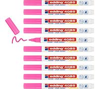 edding 4085 Marqueur craie liquide - rose fluorescent - 10 feutres liquides - 1-2 mm - feutre craie effacable pour écrire sur les vitres,le verre - feutre ardoise aux couleurs opaques