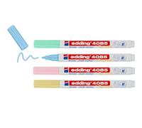 Edding 4085 Marqueur Liquide - Pastel - Étui de 4 Feutres Liquides - 1-2 mm - Effaçable sur Vitres et Verre - Ardoise aux Couleurs Opaques