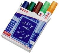 Edding 4090 4-4090099 Marqueur craie bleu, vert, marron, vert clair, orange fluorescent 4 mm, 15 mm