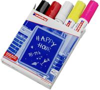 Edding 4090 4-4090999 Marqueur craie noir, rouge, blanc, jaune fluorescent, rose fluorescent 4 mm, 15 mm
