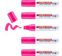 edding 4090 Marqueur craie liquide - rose fluorescent - 5 feutres craie liquide - 4-15 mm - feutre craie effacable pour écrire sur les vitres,le verre - feutre craie ardoise aux couleurs opaques