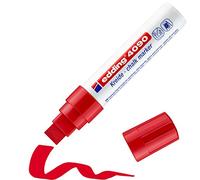 edding 4090 Marqueur craie liquide - rouge - 1 feutre craie liquide - pointe biseautée 4-15 mm - feutre craie effacable pour écrire sur les vitres,le verre - feutre craie ardoise aux couleurs opaques