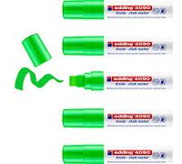 edding 4090 Marqueur craie liquide - vert clair - 5 feutres craie liquide - 4-15 mm - feutre craie effacable pour écrire sur les vitres,le verre - feutre craie ardoise aux couleurs opaques