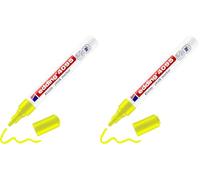 Edding 4095 Marqueur à craie - Jaune fluo - 1 marqueur à craie - Pointe ogive 2-3 mm - Marqueur pour verre effaçable - Pour tableaux noirs, verre et miroirs - Craie liquide opaque (Lot de 2)