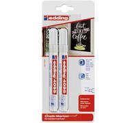 edding 4095 Marqueur craie liquide - blanc - 2 feutres craie liquide - pointe ronde 2-3 mm - feutre craie effacable pour écrire sur les vitres,le verre - feutre craie ardoise aux couleurs opaques