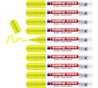 edding 4095 Marqueur craie liquide - jaune fluorescent - 10 feutres craie liquide - 2-3 mm - feutre craie effacable pour écrire sur les vitres,le verre - feutre craie ardoise aux couleurs opaques