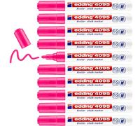 edding 4095 Marqueur craie liquide - rose fluorescent - 10 feutres craie liquide - 2-3 mm - feutre craie effacable pour écrire sur les vitres,le verre - feutre craie ardoise aux couleurs opaques