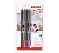 edding 4200 Stylo pinceau porcelaine couleurs standard (blister de 4)