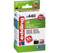 Edding Encre remplace HP 301XL, CH563EE, CH564EE compatible pack bundle noir, cyan, magenta, jaune EDD-440