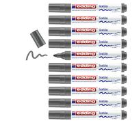 edding 4500 Marqueur pour textiles - gris - 10 pièces - pointe ronde de 2-3 mm - feutre textile lavable en machine (60 °C) pour décorer le tissu - marqueur textile