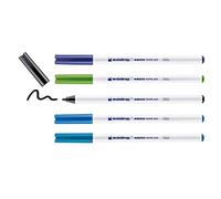 edding 4600 Feutre pour textiles - noir, bleu, bleu clair, vert clair, bleu d'orient - 5 pièces - pointe ronde 1 mm - feutre textile lavable en machine (60 °C) pour décorer le tissu - marqueur textile