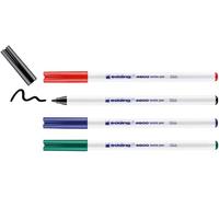 Edding 4600 Feutre Pour Textiles - Noir, Rouge, Bleu, Vert - 4 Pièces - Pointe Ronde De 1 Mm - Feutre Textile Lavable En Machine (60 °C) Pour Décorer Le Tissu - Marqueur Textile