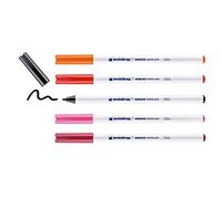 edding 4600 Feutre pour textiles - noir, rouge, orange, rose, carmin - 5 pièces - pointe ronde de 1 mm - feutre textile lavable en machine (60 °C) pour décorer le tissu - marqueur textile