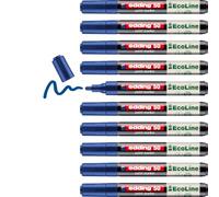 edding 50 EcoLine Marqueur peinture - bleu - paquet de 10 - pointe ogive 2-3 mm - encre à base d'eau, Très opaque & Imperméable - crayon pour le verre, la pierre, le bois, le plastique et le papier
