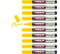 edding 50 EcoLine Marqueur peinture - jaune - paquet de 10 - pointe ogive 2-3 mm - encre à base d'eau, Très opaque & Imperméable - crayon pour le verre, la pierre, le bois, le plastique et le papier