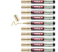 edding 50 EcoLine Marqueur peinture - or - paquet de 10 - pointe ogive 2-3 mm - encre à base d'eau, Très opaque & Imperméable - crayon pour le verre, la pierre, le bois, le plastique et le papier