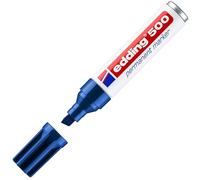 Edding 500 Marqueur permanent - bleu - 1 stylo - pointe biseautée 2-7 mm - sèche vite, résiste à l'eau et aux frottements - pour carton, plastique, bois, métal, verre