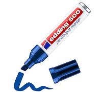 edding 500 Marqueur permanent - bleu - 1 stylo - pointe biseautée 2-7 mm - sèche vite, résiste à l'eau et aux frottements - pour carton, plastique, bois, métal, verre