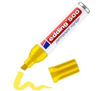edding 500 Marqueur permanent - jaune - 1 stylo - pointe biseautée 2-7 mm - sèche vite, résiste à l'eau et aux frottements - pour carton, plastique, bois, métal, verre