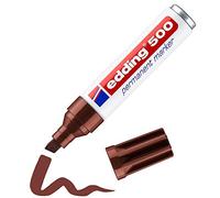 edding 500 Marqueur permanent - marron - 1 stylo - pointe biseautée 2-7 mm - sèche vite, résiste à l'eau et aux frottements - pour carton, plastique, bois, métal, verre