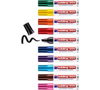 edding 500 Marqueur permanent - multicolore - 10 stylos - pointe biseautée 2-7 mm - sèche vite, résiste à l'eau et aux frottements - pour carton, plastique, bois, métal, verre