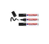 edding 500 Marqueur permanent - noir - 3 stylos - pointe biseautée 2-7 mm - sèche vite, résiste à l'eau et aux frottements - pour carton, plastique, bois, métal, verre