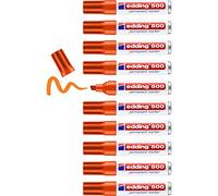 edding 500 Marqueur permanent - orange - 10 stylos - pointe biseautée 2-7 mm - sèche vite, résiste à l'eau et aux frottements - pour carton, plastique, bois, métal, verre
