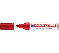 edding Marqueur permanent 500 (4-500002) – pointe biseautée 2–7 mm, résistant à l'eau – rouge