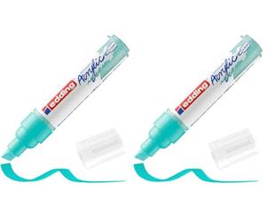 Edding 5000 Grand marqueur acrylique - turquoise - 1 marqueur acrylique imperméable - pointe biseautée 5-10 mm (Lot de 2)