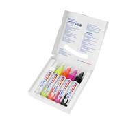 edding 5000 Marqueur acrylique large - blanc, noir, jaune, orange, rose - 5 couleurs (fluorescent) - pointe biseautée 5-10 mm - peinture acrylique pour la toile et le bois - stylos imperméables