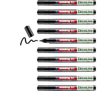 edding 51 EcoLine Marqueur peinture - noir - paquet de 10 - pointe ogive 1-2 mm - encre à base d'eau, Très opaque & Imperméable - crayon pour le verre, la pierre, le bois, le plastique et le papier