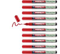 edding 51 EcoLine Marqueur peinture - rouge - paquet de 10 - pointe ogive 1-2 mm - encre à base d'eau, Très opaque & Imperméable - crayon pour le verre, la pierre, le bois, le plastique et le papier