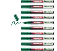 edding 51 EcoLine Marqueur peinture - vert - paquet de 10 - pointe ogive 1-2 mm - encre à base d'eau, Très opaque & Imperméable - crayon pour le verre, la pierre, le bois, le plastique et le papier