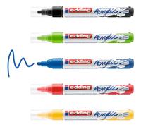 edding 5100 Marqueur acrylique - noir, rouge, bleu, jaune, vert jaune - 5 couleu