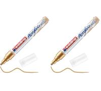 Edding 5100 Marqueur acrylique - or - 1 feutre imperméable - pointe ronde moyenne 2-3 mm - peinture pour peindre sur la toile, le papier kraft, le bois et la pierre (Lot de 2)