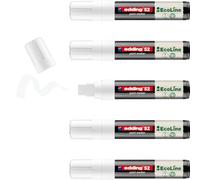 edding 52 EcoLine Marqueur peinture - blanc - pack de 5 - pointe biseautée 4-15 mm - encre à base d'eau, Très opaque & Imperméable - crayon pour le verre, la pierre, le bois, le plastique et le papier
