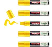 edding 52 EcoLine Marqueur peinture-jaune - paquet de 5 - pointe biseautée 4-15mm - encre à base d'eau, très opaque & imperméable - crayon pour le verre, la pierre, le bois, le plastique et le papier