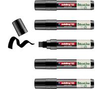 Edding 52 EcoLine Marqueur peinture - noir - pack de 5 - pointe biseautée 4-15 mm - encre à base d'eau, Très opaque & Imperméable - crayon pour le verre, la pierre, le bois, le plastique et le papier