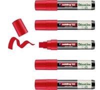 edding 52 EcoLine Marqueur peinture - rouge - pack de 5 - pointe biseautée 4-15 mm - encre à base d'eau, Très opaque & Imperméable - crayon pour le verre, la pierre, le bois, le plastique et le papier