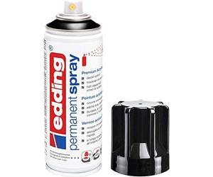 Edding 5200 spray permanent - noir foncé brillante - 200 ml - peinture acrylique pour peindre ou décorer verre, métal, bois, céramique, plastique, toile - peinture acrylique en aérosol