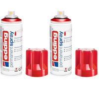Edding 5200 spray permanent - rouge trafic brillante - 200 ml - peinture acrylique pour peindre ou décorer verre, métal, bois, céramique, plastique, toile - peinture acrylique en aérosol (Lot de 2)