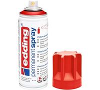 edding 5200 spray permanent - rouge trafic mat - 200 ml - peinture acrylique pour peindre ou décorer verre, métal, bois, céramique, plastique, toile - peinture acrylique en aérosol