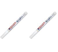 Edding 5300 Marqueur Acrylique Fin - Blanc - Feutre Imperméable - Pointe Ronde Fine 1-2 mm - Pour Peindre sur la Toile, le Papier Kraft, le Bois et la Pierre (Lot de 2)