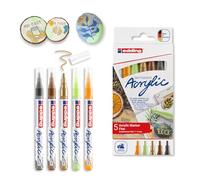 Edding 5300 marqueur acrylique fin - couleurs naturelles - set de 5 - pointe fine 1-2 mm - marqueurs acryliques pour la peinture sur toile, papier d'art, bois, pierre - Made in Germany