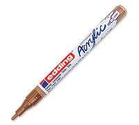 edding 5300 Marqueur acrylique fin - noisette - 1 feutre acrylique imperméable - pointe ronde fine 1-2 mm- peinture acrylique pour peindre sur la toile, le papier kraft, le bois et la pierre, Unité